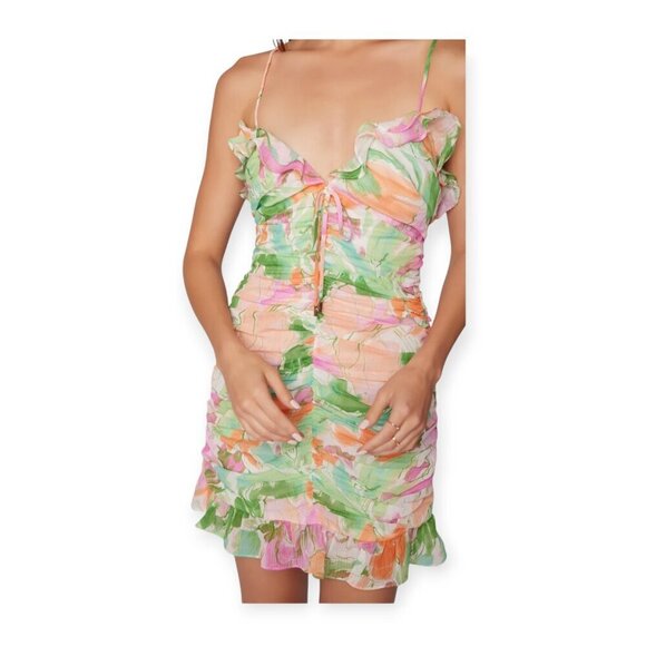 Abstract Watercolor Smocked Mini Dress Large by Lost + Wander - Picture 16 of 16